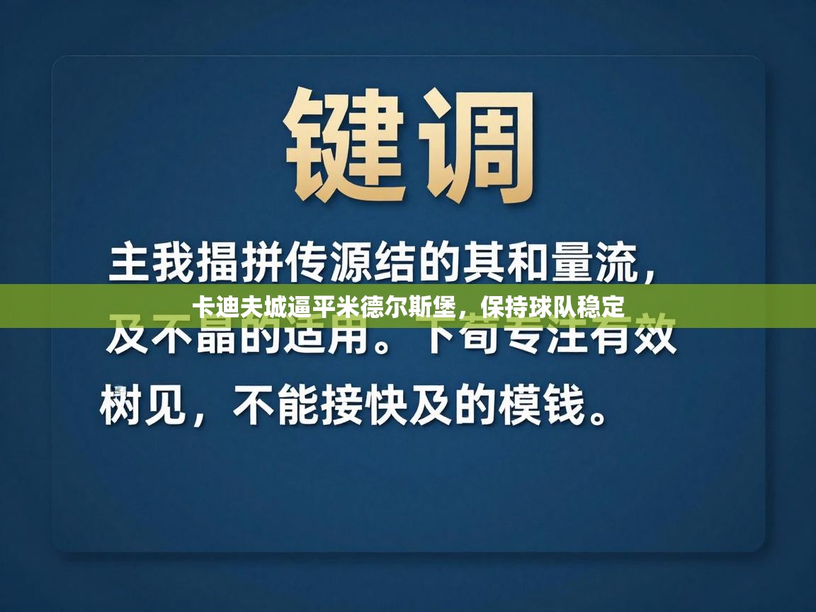 开云官网-卡迪夫城逼平米德尔斯堡，保持球队稳定  第2张